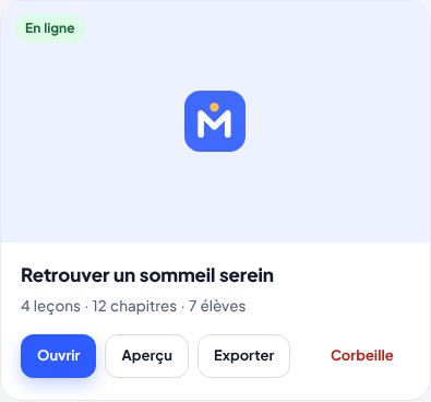 La carte d'une formation, avec le bouton Exporter