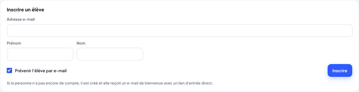 La carte Inscrire un élève