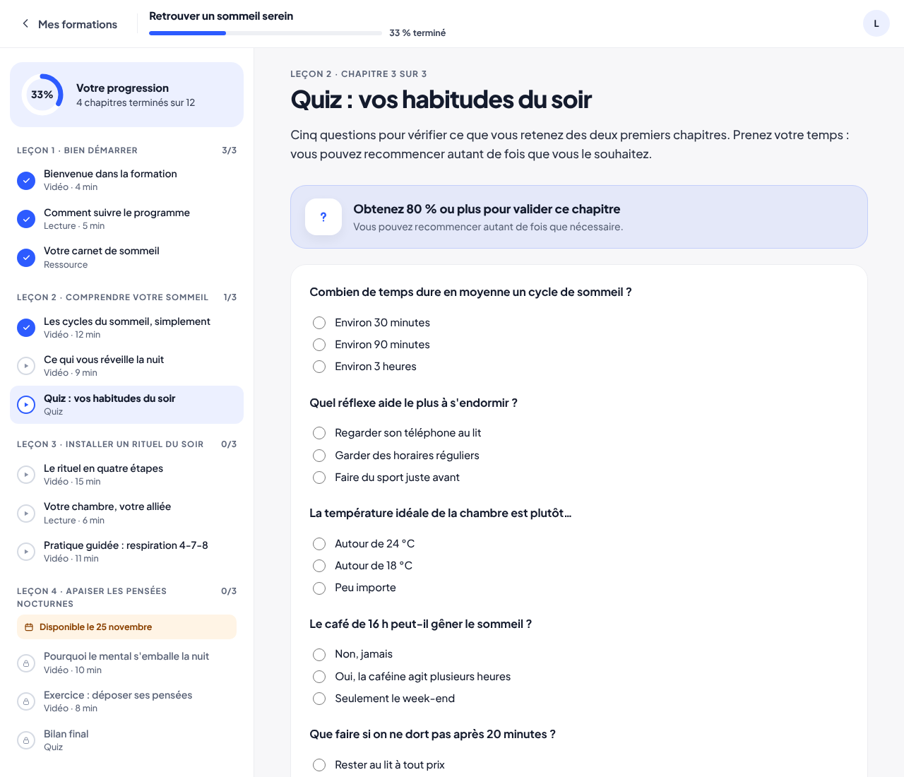 Un quiz vu par l'élève